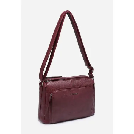 Stylowa Pojemna Listonoszka Torebka Damska Czerwona LUIGISANTO Pasek