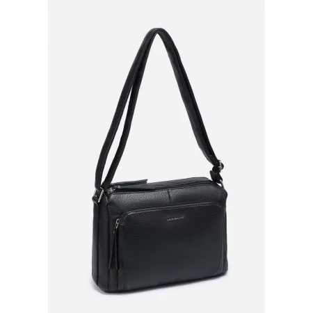 Stylowa Pojemna Listonoszka Torebka Damska Czarna LUIGISANTO Pasek