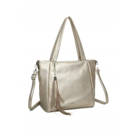 Stylowa Pojemna Złota Torebka Damska Shopper Torba A4 LUIGISANTO