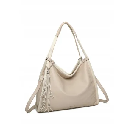 Pojemna Elegancka Duża Torebka Damska Shopper Torba LUIGISANTO Beżowa