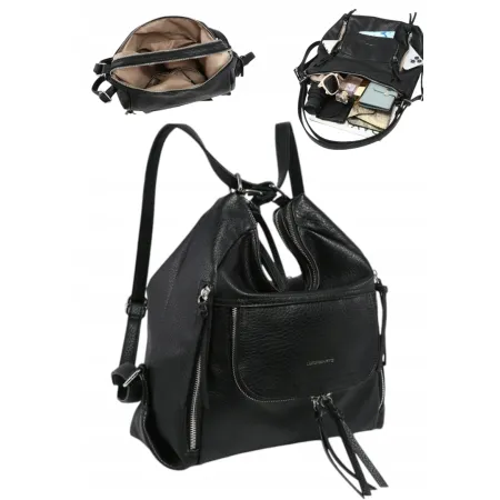 Praktyczna Torebka Torba Damska Plecak 2w1 LUIGISANTO V6621-1 Black