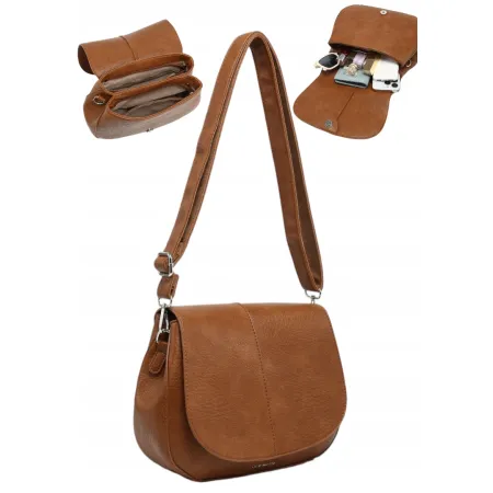 Torebka Torba Damska Listonoszka LUIGISANTO Pasek V6813 Camel