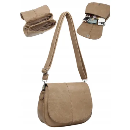 Torebka Torba Damska Listonoszka LUIGISANTO Pasek V6813 Beige/Taupe