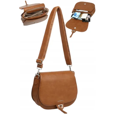 Torebka Torba Damska Listonoszka LUIGISANTO Pasek V2304 Camel