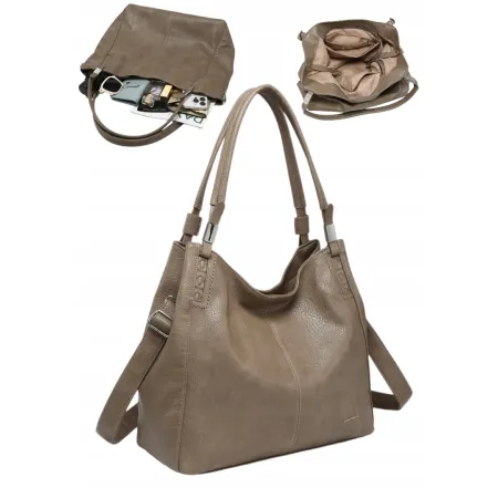 Torebka Torba Damska Shopper LUIGISANTO Format A4 Pasek V6600 Taupe