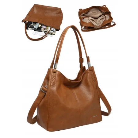 Torebka Torba Damska Shopper LUIGISANTO Format A4 Pasek V6600 Camel