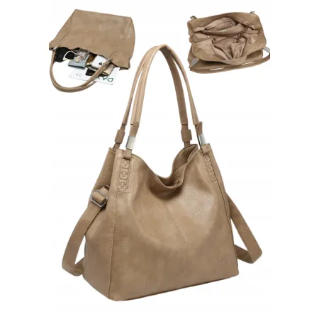 Torebka Torba Damska Shopper LUIGISANTO Format A4 Pasek V6600 Beige/Taupe