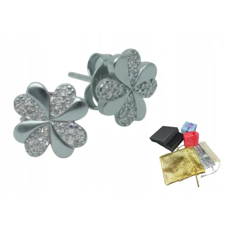 Srebrne 925 Kolczyki Koniczynki Wkrętki Sztyfty Na Prezent Gwiazdkę Święta