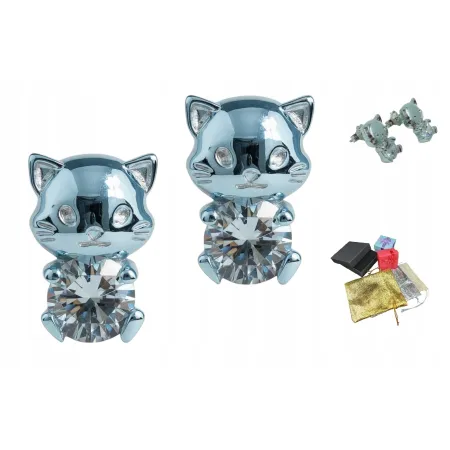 Srebrne 925 Kolczyki Kotki Sztyft Z Cyrkonią Dla Dziewczynki Na Gwiazdkę