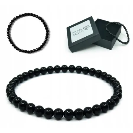 Bransoletka Czarny Turmalin Z Kamieni Naturalnych 4,5mm Na Gumce Damska