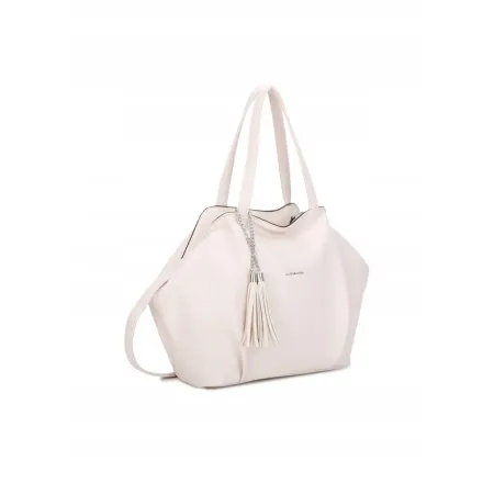 Pojemna Torebka Damska Shopper Worek LUIGISANTO Beżowa Skóra Eko