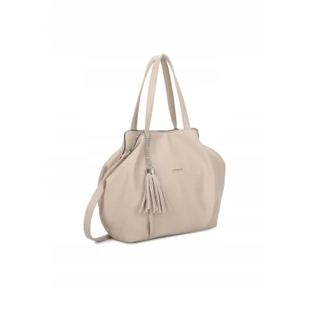 Pojemna Torebka Damska Shopper Worek LUIGISANTO Beżowa Skóra Eko