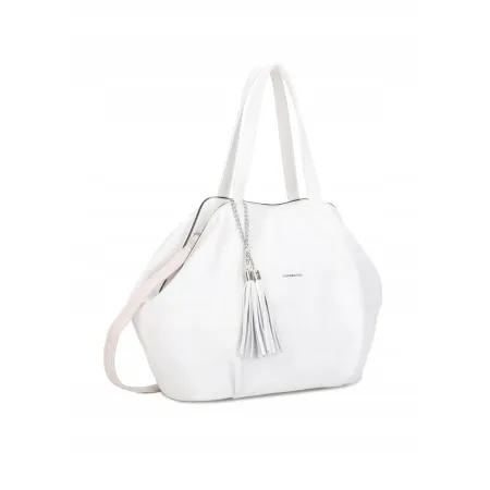 Pojemna Torebka Damska Shopper Worek LUIGISANTO Biała Skóra Eko