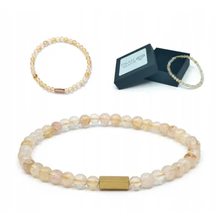 Bransoletka Z Kamieni Naturalnych 4,5mm Cytryn Na Gumce Hematyt Damska