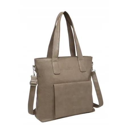 Pojemna Torebka Damska Beż Shopper Format A4 LUIGISANTO V6818 Taupe