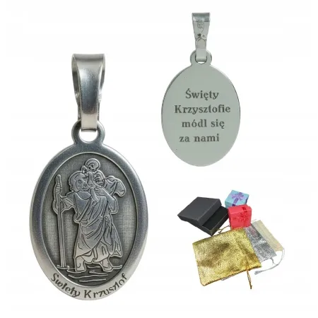 Srebrny Medalik Próba 925 Święty Krzysztof Na Prezent Dla Kierowców