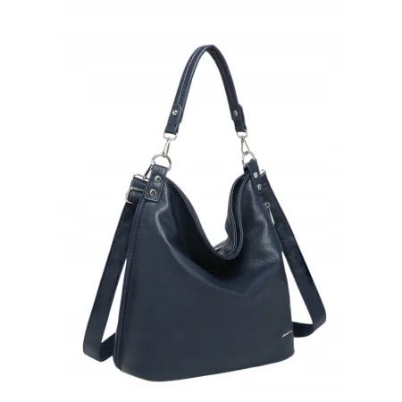 Pojemna Torebka Damska Shopper na Ramię Granatowa LUIGISANTO V-28 Blue