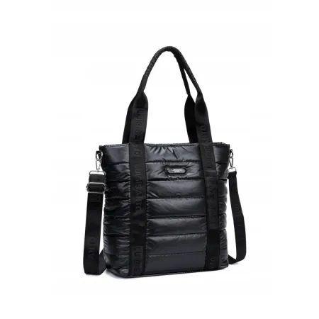 Czarna Pojemna Torebka Damska Pikowana Poliester LUIGISANTO 6825 Black