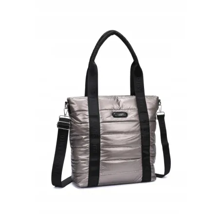 Beżowa Pojemna Torebka Damska Pikowana Poliester LUIGISANTO 6825 Taupe