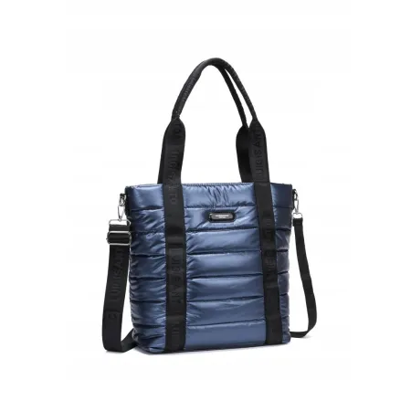 Granatowa Pojemna Torebka Damska Pikowana Poliester LUIGISANTO 6825 D.Blue