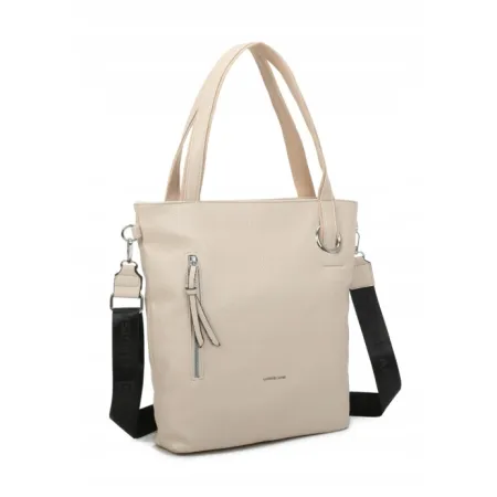 Pojemna Torebka Damska Shopper Worek A4 LUIGISANTO Beżowa Skóra Eko