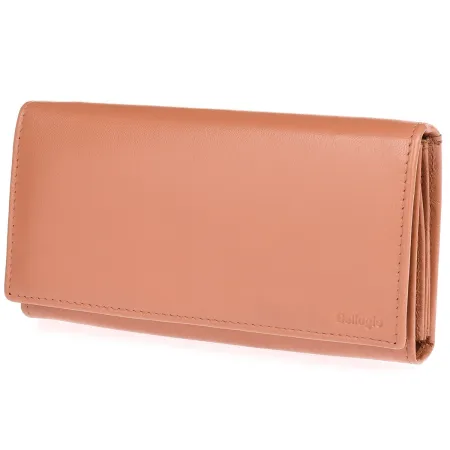 Bellugio portfel skóra naturalna beżowy - kobieta