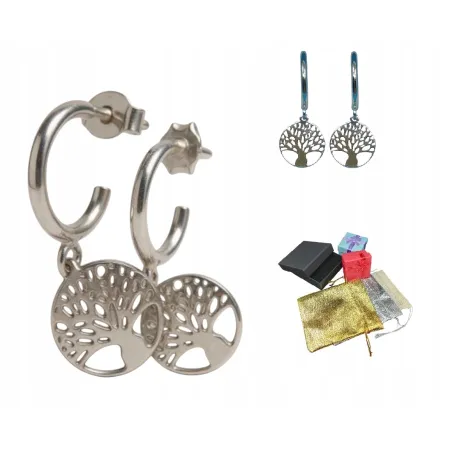 Modne Srebrne Kolczyki Próba 925 Drzewko Szczęścia Na Gwiazdkę Prezent