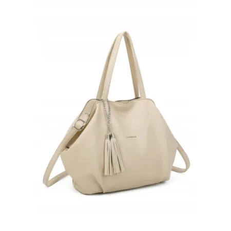 Pojemna Torebka Damska Shopper Worek A4 LUIGISANTO Beżowa Skóra Eko