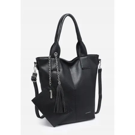 Modna Stylowa Torebka Damska LUIGISANTO Czarna Shopper Chwost