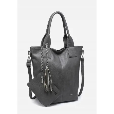 Modna Stylowa Torebka Damska LUIGISANTO Szara Shopper Chwost