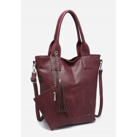 Modna Stylowa Torebka Damska LUIGISANTO Czerwona Shopper Chwost