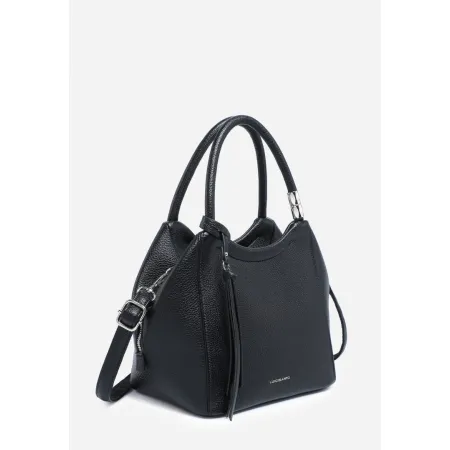 Stylowa Torebka Czarna Torba Damska Do Ręki Dopinany Pasek LUIGISANTO