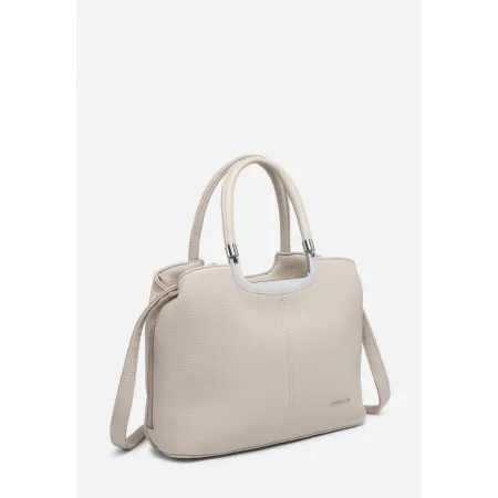 Elegancka Torebka Damska Jasny Beż Kuferek na Ramię LUIGISANTO Skóra Eko