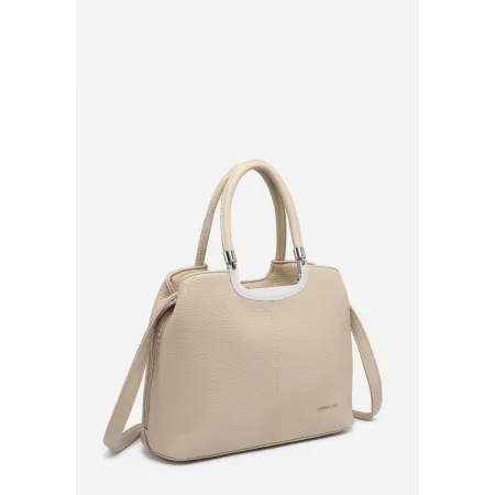 Elegancka Beżowa Torebka Damska Kuferek na Ramię LUIGISANTO Skóra Eko