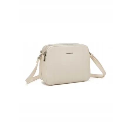 Damska Torebka Listonoszka LUIGISANTO Beżowa Trzykomorowa z Paskiem