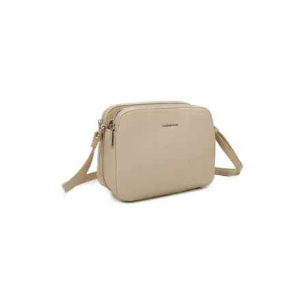 Damska Torebka Listonoszka LUIGISANTO Beżowa Trzykomorowa z Paskiem