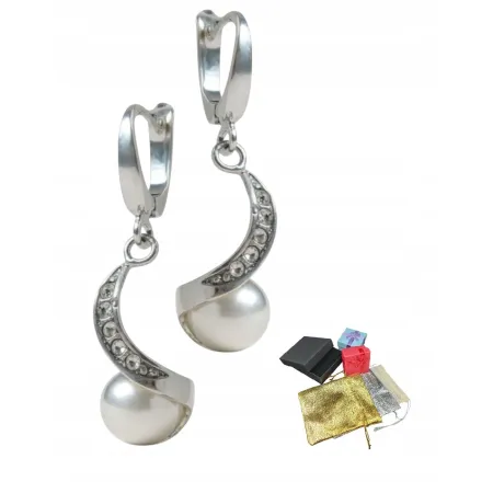 Eleganckie Srebrne 925 Kolczyki Z Perłą Rekonstruowaną Cyrkonia Na Gwiazdkę