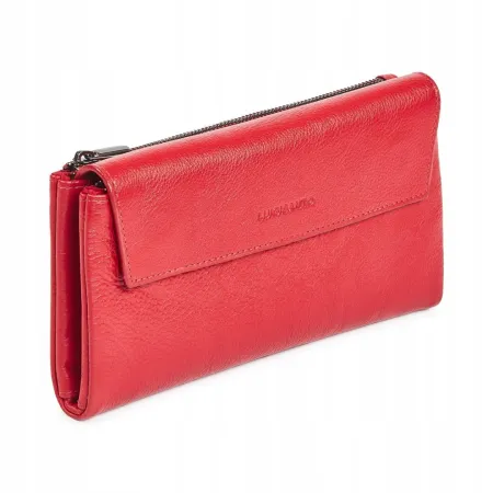 LUIGISANTO Damski Skórzany PORTFEL RFID Czerwony
