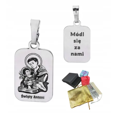 Srebrny Pr. 925 Medalik Święty Antoni Z Padwy Zawieszka Na Prezent Chrzest