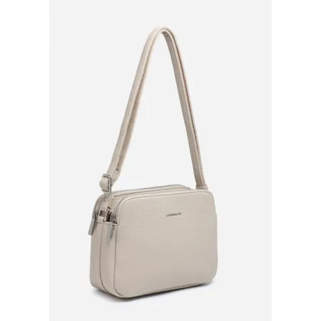 Damska Torebka Listonoszka Jasny Beż LUIGISANTO Trzykomorowa z Paskiem