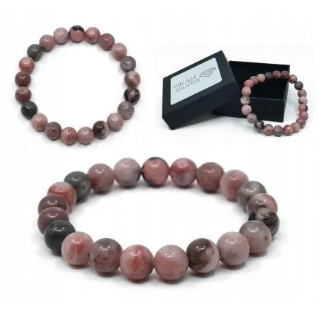 Bransoletka Rodonit Z Kamieni Naturalnych Różowych 8,5mm Na Gumce Damska