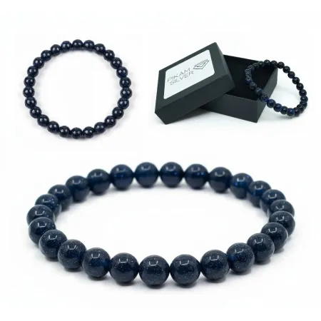 Bransoletka Z Kamieni Noc Kairu 8mm Z Koralików Damska Na Gumce