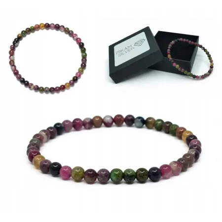 Bransoletka Amulet Turmalin Z Kamieni Naturalnych 4,5mm Na Gumce Damska
