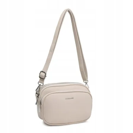 Modna Dwukomorowa Beżowa Torebka Luigisanto Listonoszka Zgrabna Skóra Eko