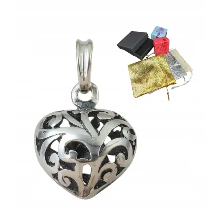 Srebrna pr. 925 Zawieszka Serce Serduszko Ażurowe Wisiorek Na Walentynki