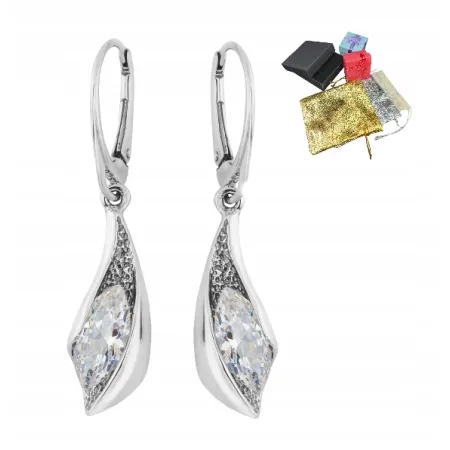 Lśniące Srebrne 925 Kolczyki Wiszące Długie Z Cyrkoniami Na Prezent Święta