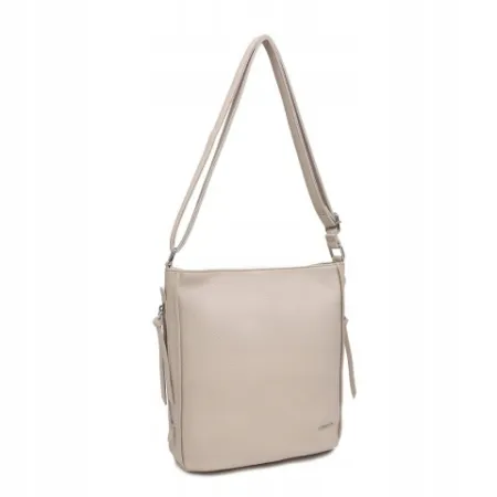 Beżowa Torebka Damska na Ramię Shopper LUIGISANTO Skóra Ekologiczna