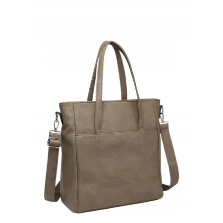 Modna Duża Torebka Damska Shopper Ciemno Beżowa LUIGISANTO Y1249 Taupe