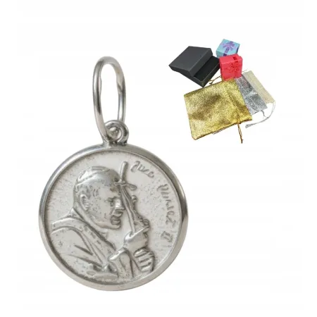 Medalik Srebrny Pr 925 Zawieszka Z Papieżem Janem Pawłem Na Prezent Chrzest