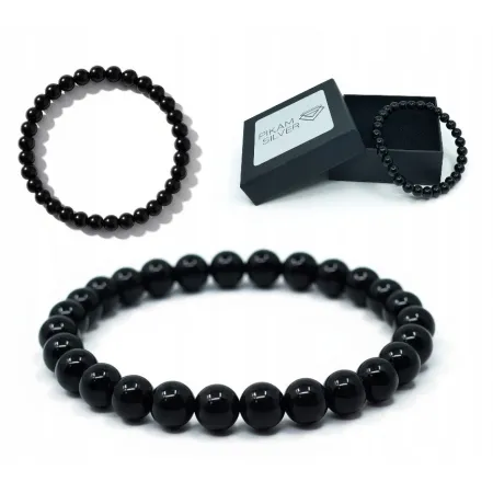 Bransoletka Amulet Czarny Turmalin Z Kamieni Naturalnych 6mm Na Gumce